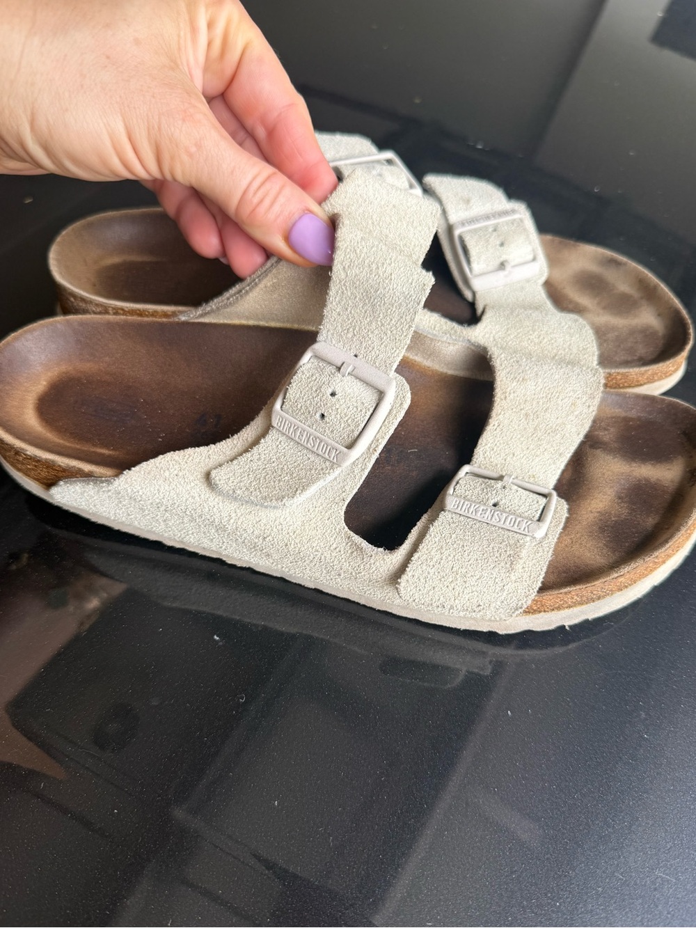 BIRKENSTOCK | Suede Double Buckle Slip-On Sandals - Picture 8 of 9